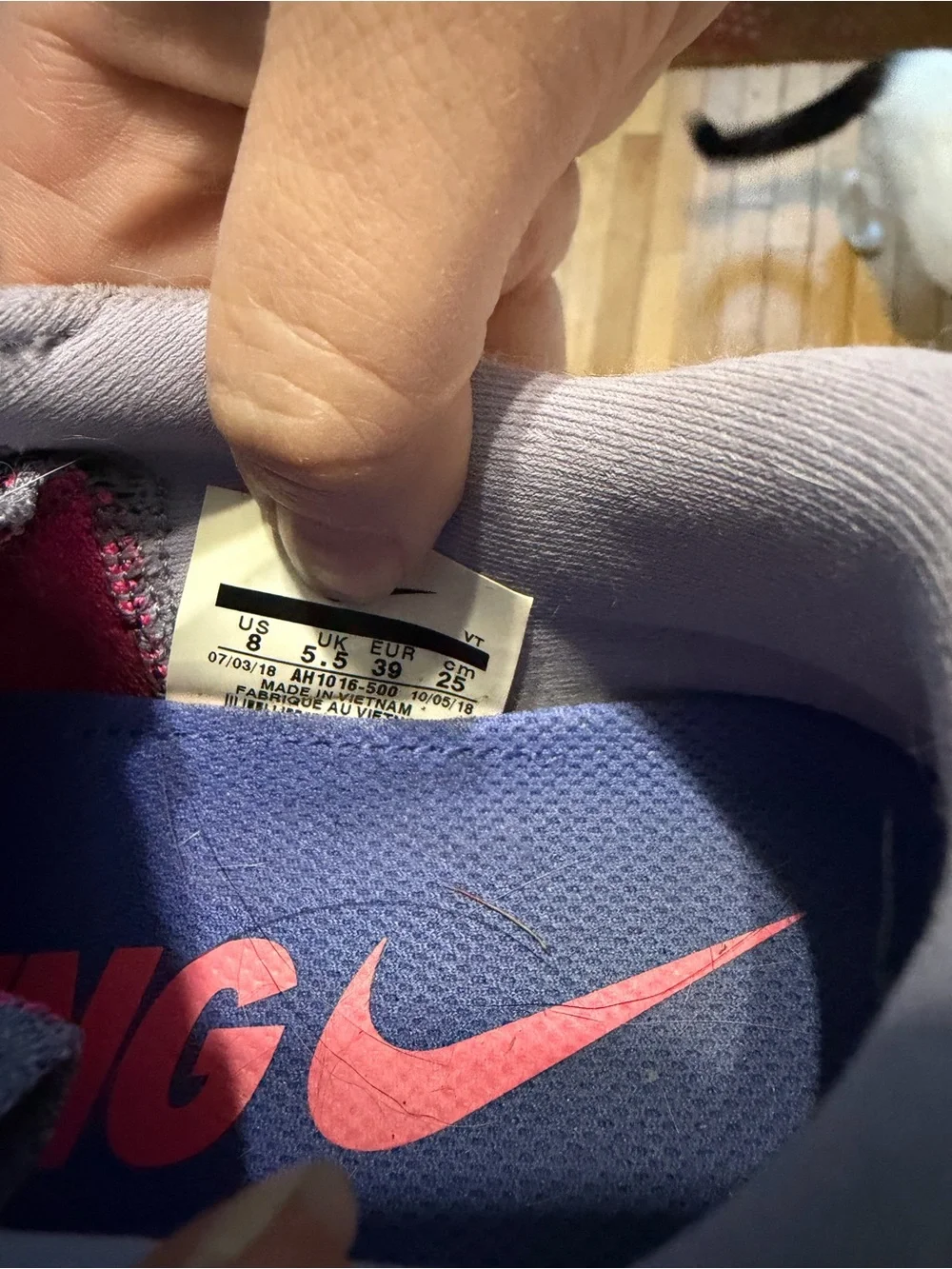 Nike Women's Knit Running Sneakers in Gray and Pink